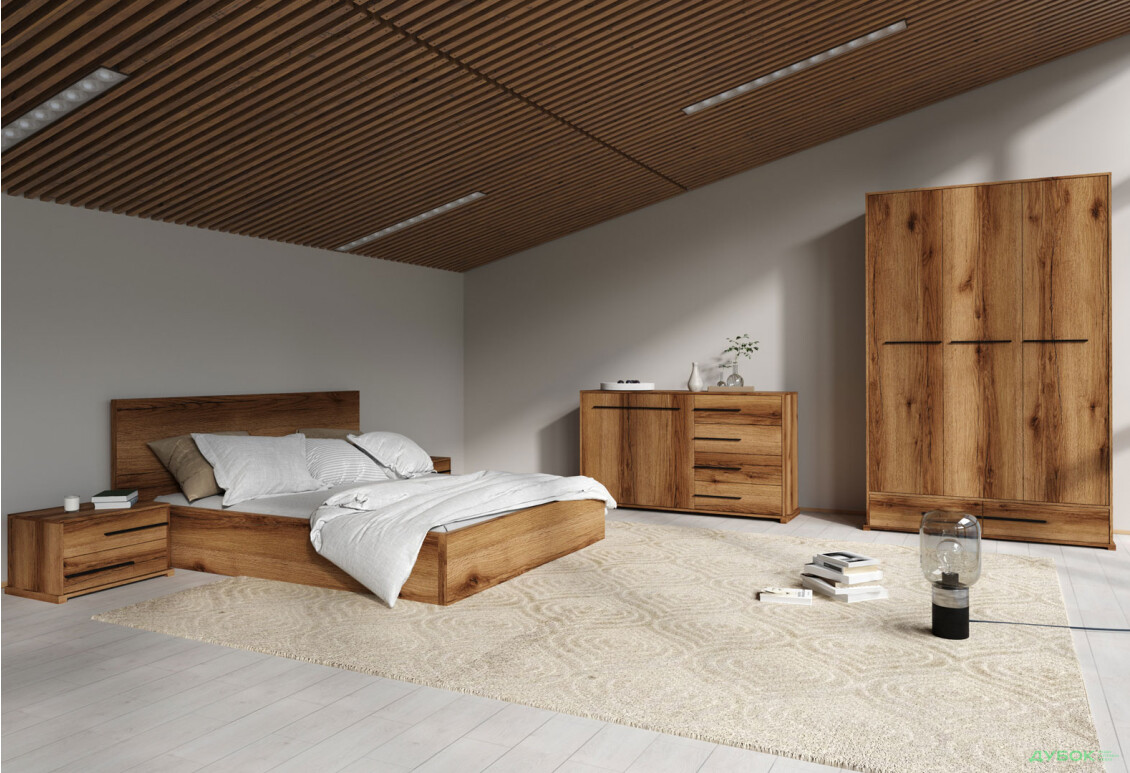 Тумба приліжкова Гербор Стемма з 2 шухлядами 57 см, дуб делано темний - Зображення 2 Зображення 2 - Тумба приліжкова Гербор Стемма з 2 шухлядами 57 см, дуб делано темний