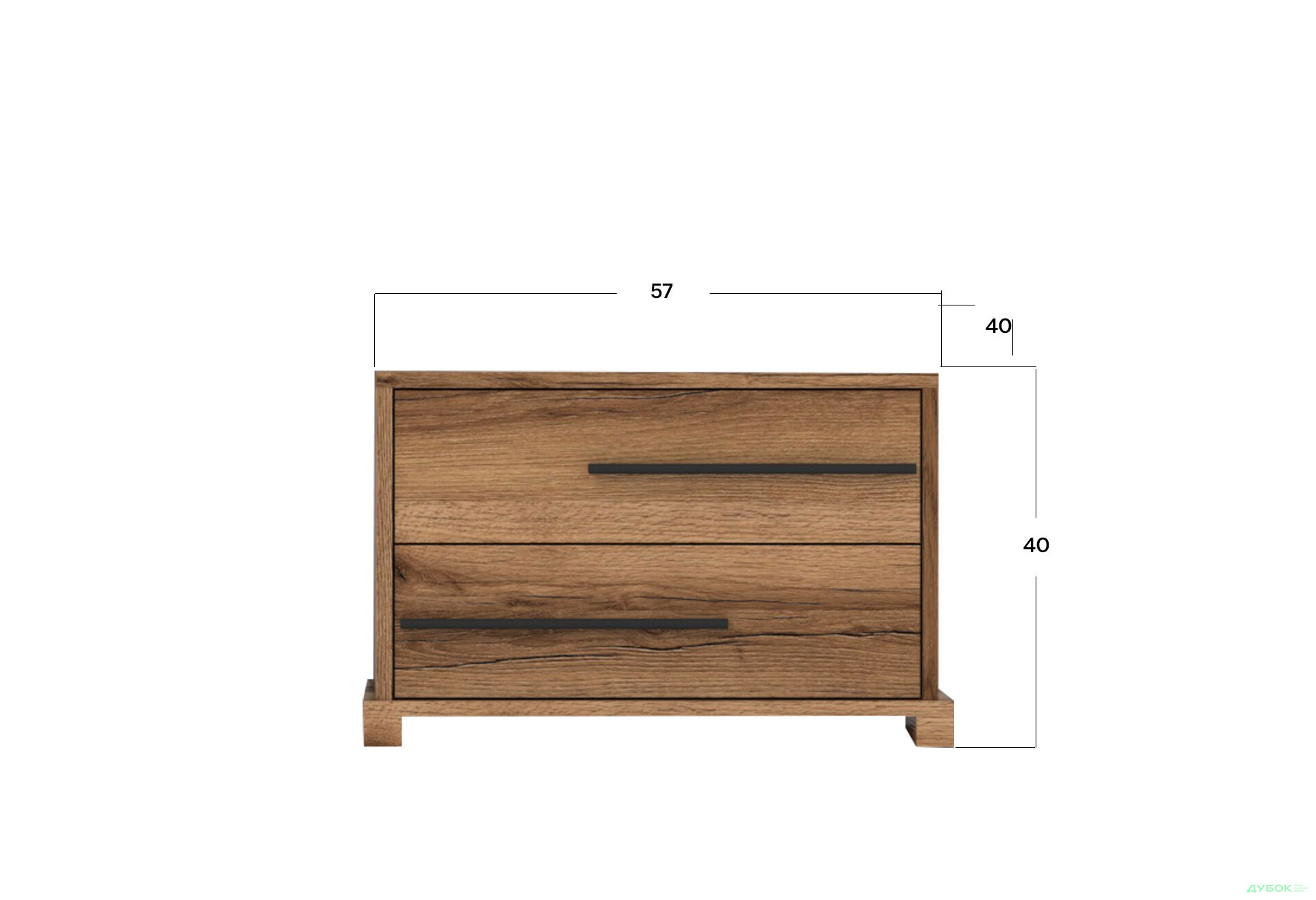 Тумба приліжкова Гербор Стемма з 2 шухлядами 57 см, дуб делано темний - Зображення 3 Зображення 3 - Тумба приліжкова Гербор Стемма з 2 шухлядами 57 см, дуб делано темний