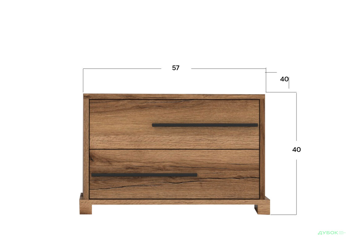 Тумба приліжкова Гербор Стемма з 2 шухлядами 57 см, дуб делано темний - Зображення 3 Зображення 3 - Тумба приліжкова Гербор Стемма з 2 шухлядами 57 см, дуб делано темний