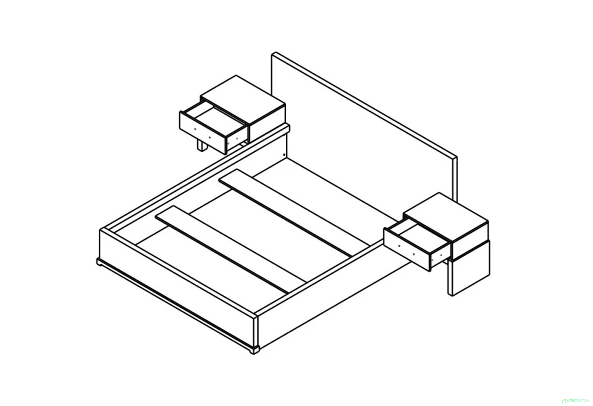 Кровать Гербор Стемма (без вклада) с тумбами 160х200 см, дуб делано темный - Изображение 6 Изображение 6 - Кровать Гербор Стемма (без вклада) с тумбами 160х200 см, дуб делано темный