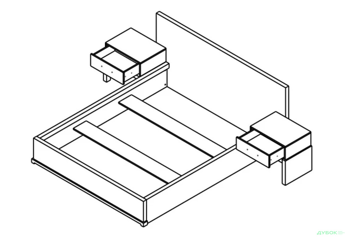 Кровать Гербор Стемма (без вклада) с тумбами 160х200 см, дуб делано темный - Изображение 6 Изображение 6 - Кровать Гербор Стемма (без вклада) с тумбами 160х200 см, дуб делано темный