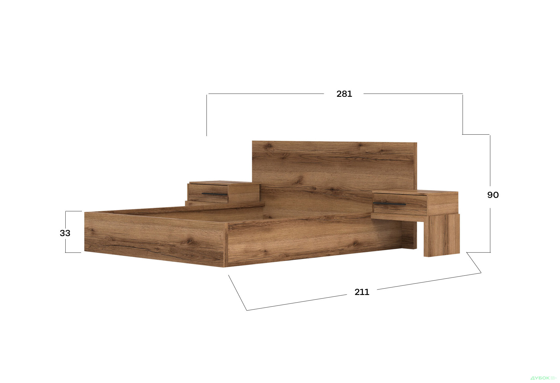 Кровать Гербор Стемма (без вклада) с тумбами 160х200 см, дуб делано темный - Изображение 5 Изображение 5 - Кровать Гербор Стемма (без вклада) с тумбами 160х200 см, дуб делано темный