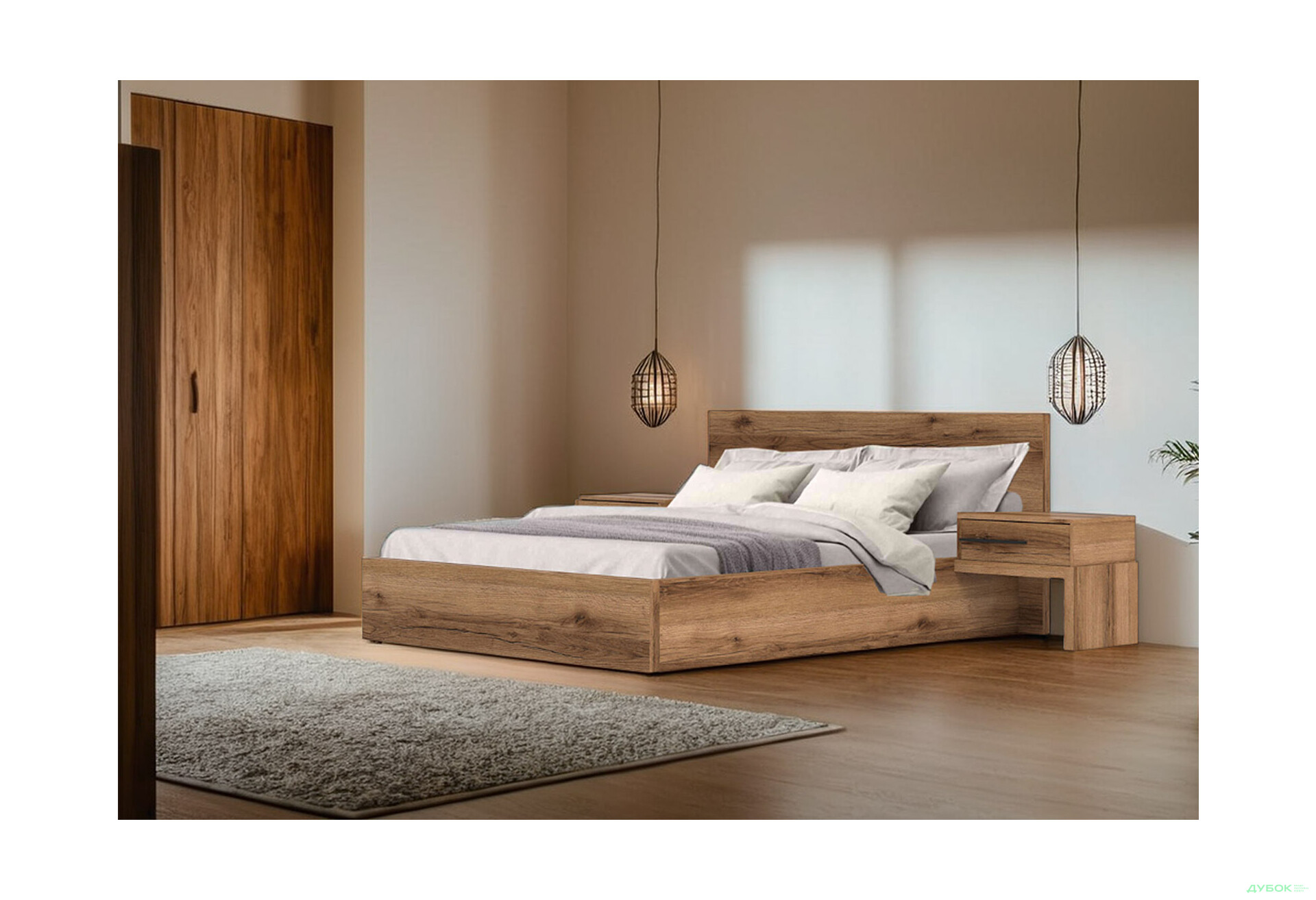 Кровать Гербор Стемма (без вклада) с тумбами 160х200 см, дуб делано темный - Изображение 2 Изображение 2 - Кровать Гербор Стемма (без вклада) с тумбами 160х200 см, дуб делано темный