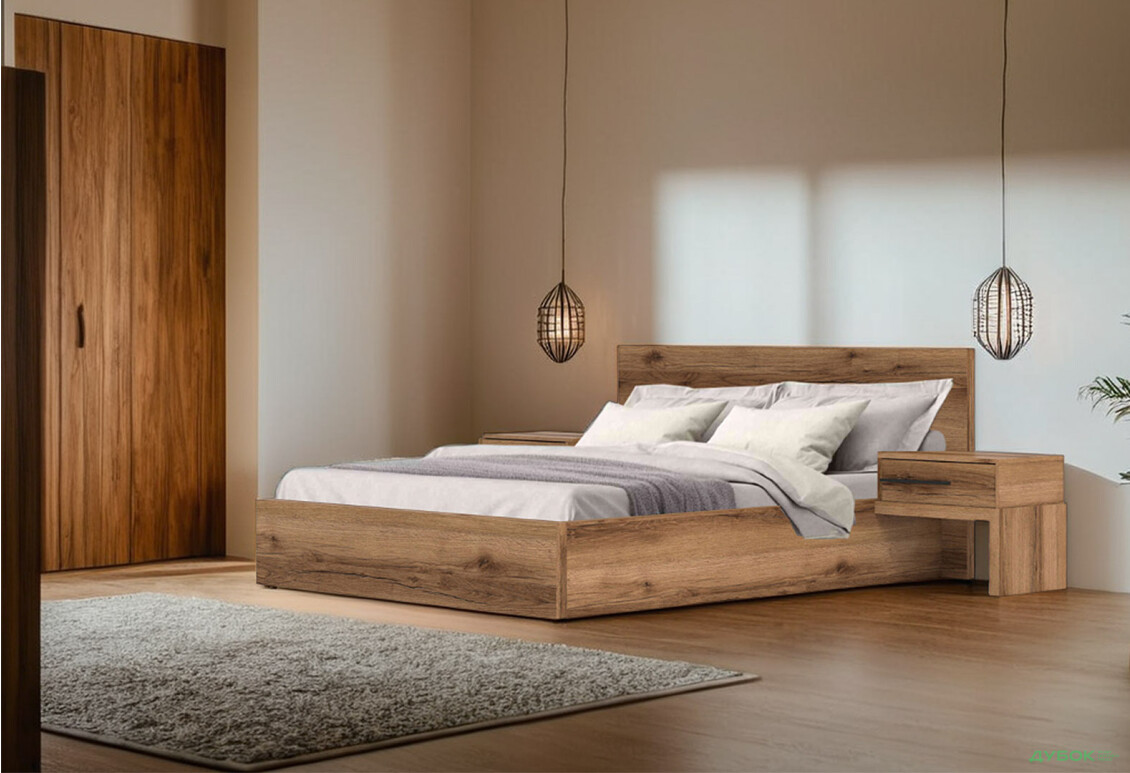 Кровать Гербор Стемма (без вклада) с тумбами 160х200 см, дуб делано темный - Изображение 2 Изображение 2 - Кровать Гербор Стемма (без вклада) с тумбами 160х200 см, дуб делано темный