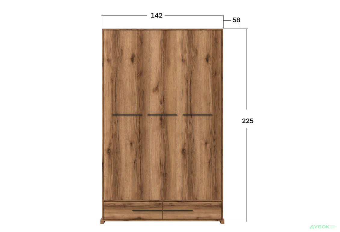 Спальня Gerbor холдинг Стемма со шкафом 3-дверным и кроватью 160х200 см, дуб делано темный - Изображение 6 Изображение 6 - Спальня Gerbor холдинг Стемма со шкафом 3-дверным и кроватью 160х200 см, дуб делано темный