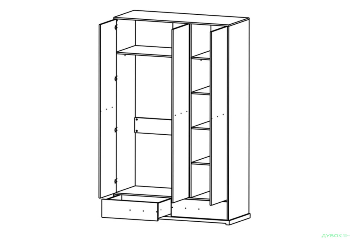 Спальня Gerbor холдинг Стемма со шкафом 3-дверным и кроватью 160х200 см, дуб делано темный - Изображение 7 Изображение 7 - Спальня Gerbor холдинг Стемма со шкафом 3-дверным и кроватью 160х200 см, дуб делано темный