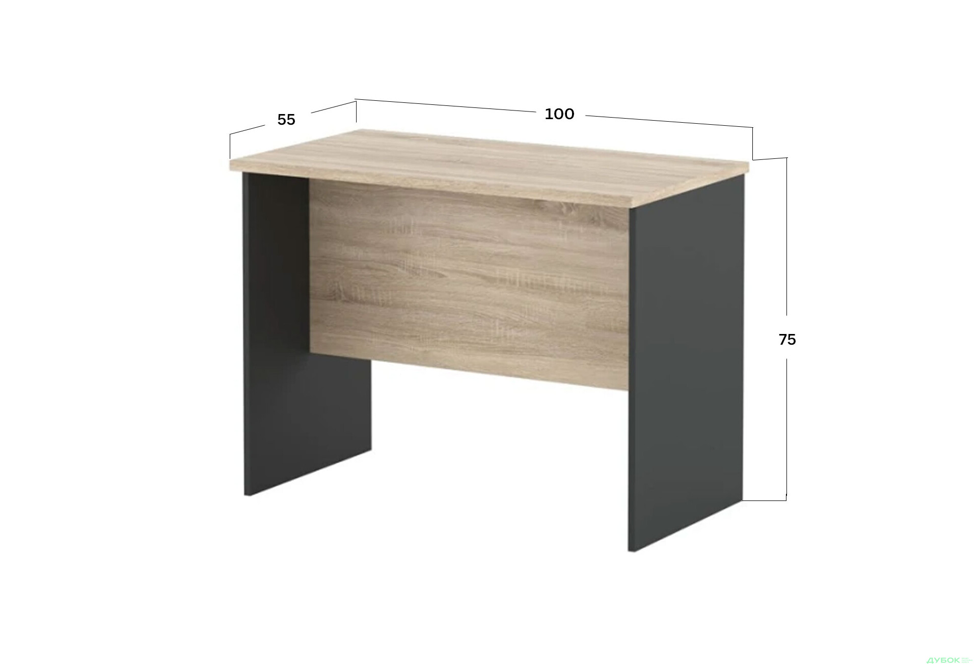 Стіл письмовий приставний Гербор Офіс Нью 100x55 см, антрацит / дуб сонома - Зображення 4 Зображення 4 - Стіл письмовий приставний Гербор Офіс Нью 100x55 см, антрацит / дуб сонома