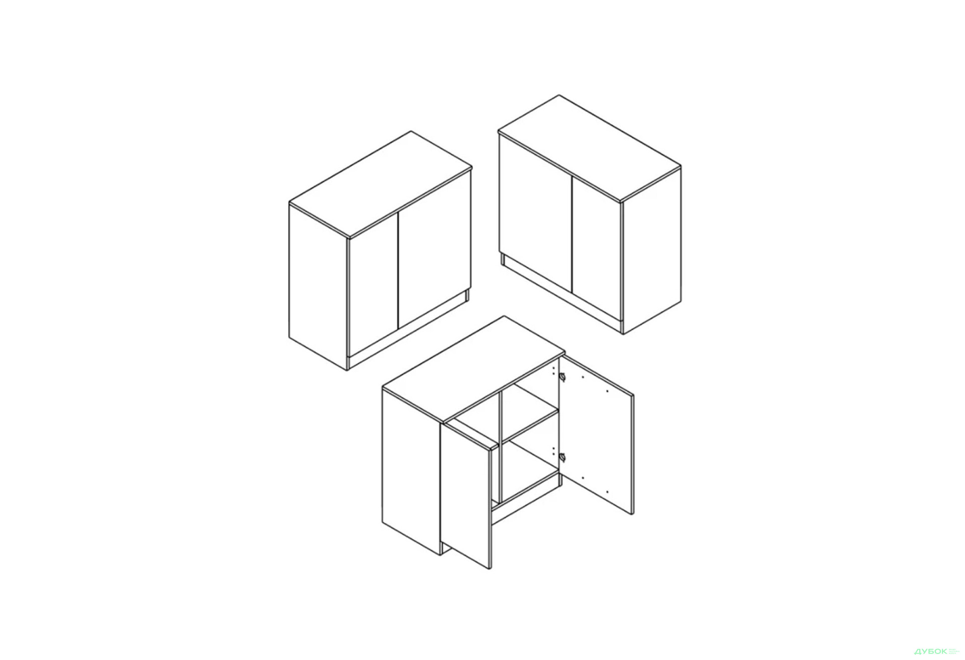 Комод Гербор Офіс Нью з 2 дверцятами 80 см, антрацит / дуб сонома - Зображення 3 Зображення 3 - Комод Гербор Офіс Нью з 2 дверцятами 80 см, антрацит / дуб сонома