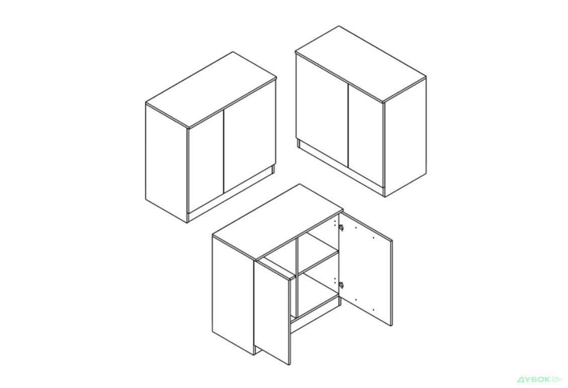 Комод Гербор Офіс Нью з 2 дверцятами 80 см, антрацит / дуб сонома - Зображення 3 Зображення 3 - Комод Гербор Офіс Нью з 2 дверцятами 80 см, антрацит / дуб сонома