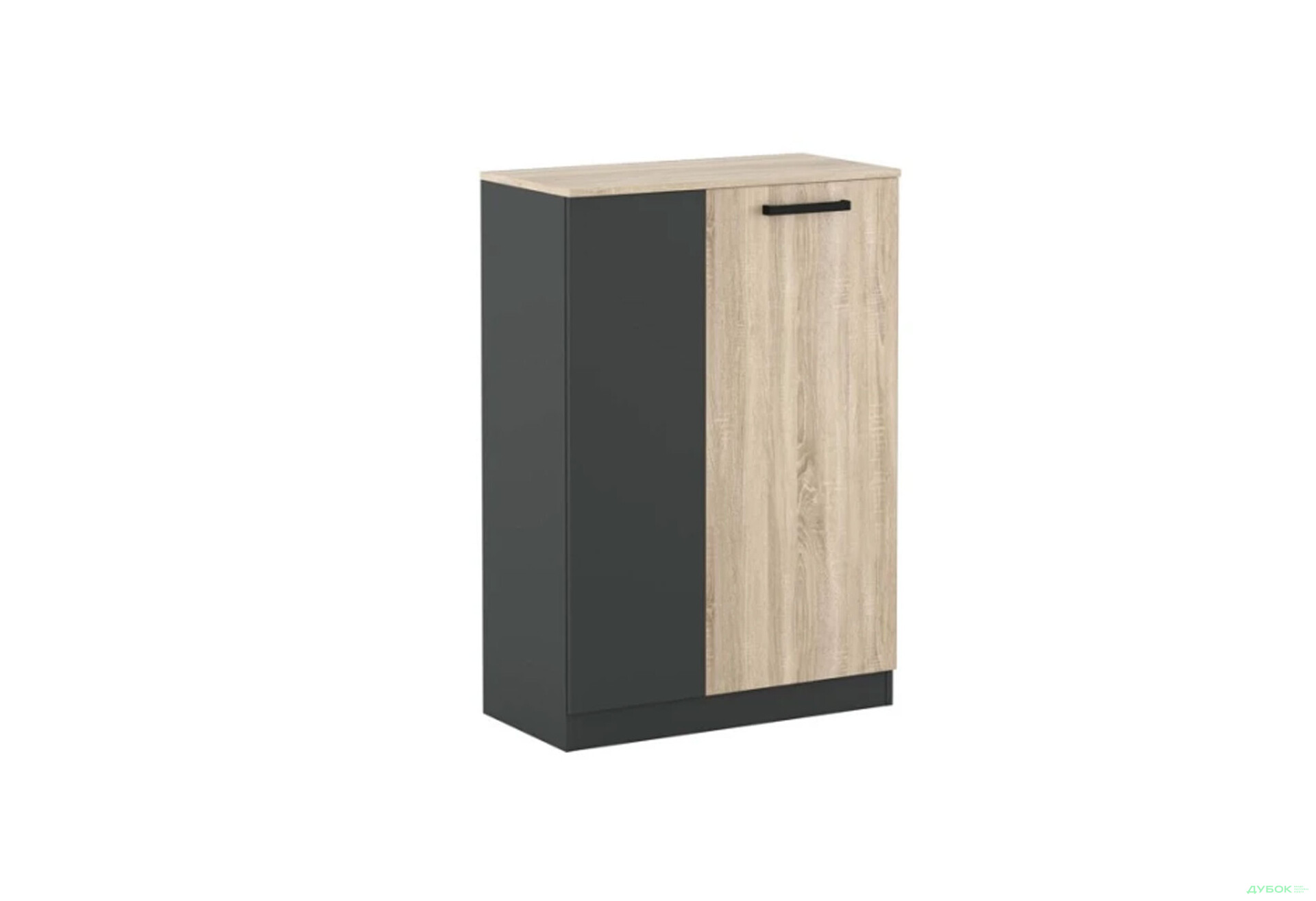 Комод Гербор Офіс Нью високий з 2 дверцятами 80 см, антрацит / дуб сонома - Зображення 3 Зображення 3 - Комод Гербор Офіс Нью високий з 2 дверцятами 80 см, антрацит / дуб сонома