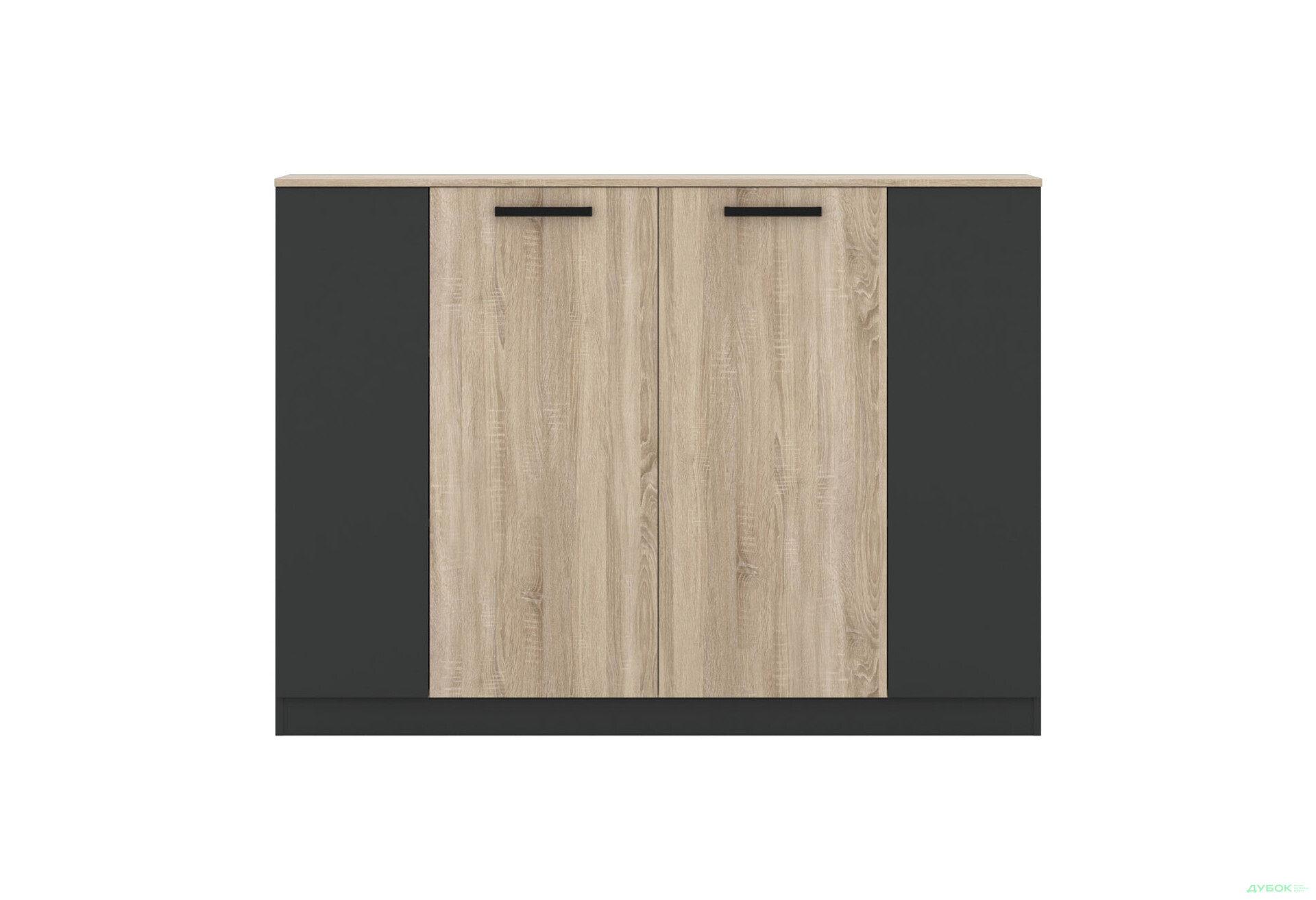 Комод Гербор Офіс Нью високий з 4 дверцятами 160 см, антрацит / дуб сонома - Зображення 3 Зображення 3 - Комод Гербор Офіс Нью високий з 4 дверцятами 160 см, антрацит / дуб сонома