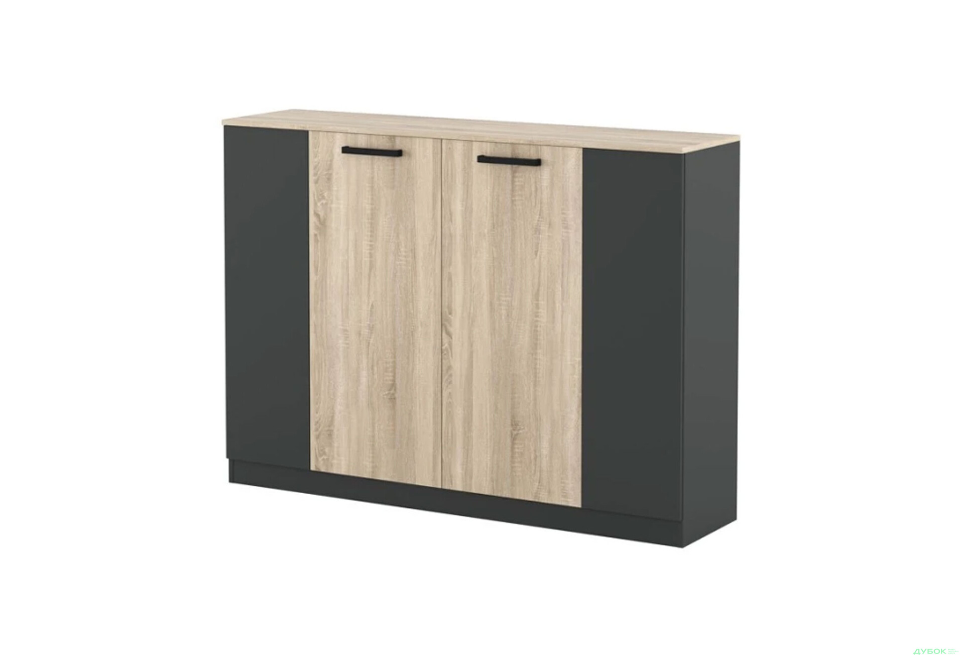 Комод Гербор Офіс Нью високий з 4 дверцятами 160 см, антрацит / дуб сонома - Зображення 1 Зображення 1 - Комод Гербор Офіс Нью високий з 4 дверцятами 160 см, антрацит / дуб сонома