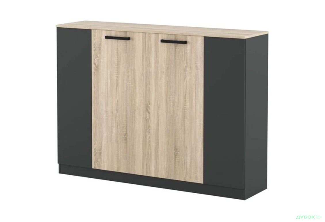 Комод Гербор Офіс Нью високий з 4 дверцятами 160 см, антрацит / дуб сонома - Зображення 1 Зображення 1 - Комод Гербор Офіс Нью високий з 4 дверцятами 160 см, антрацит / дуб сонома