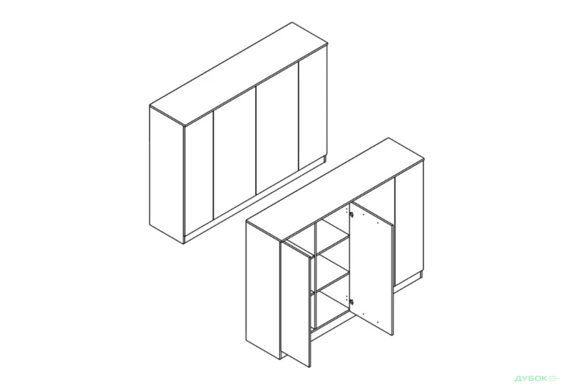 Комод Гербор Офіс Нью високий з 4 дверцятами 160 см, антрацит / дуб сонома - Зображення 5 Зображення 5 - Комод Гербор Офіс Нью високий з 4 дверцятами 160 см, антрацит / дуб сонома