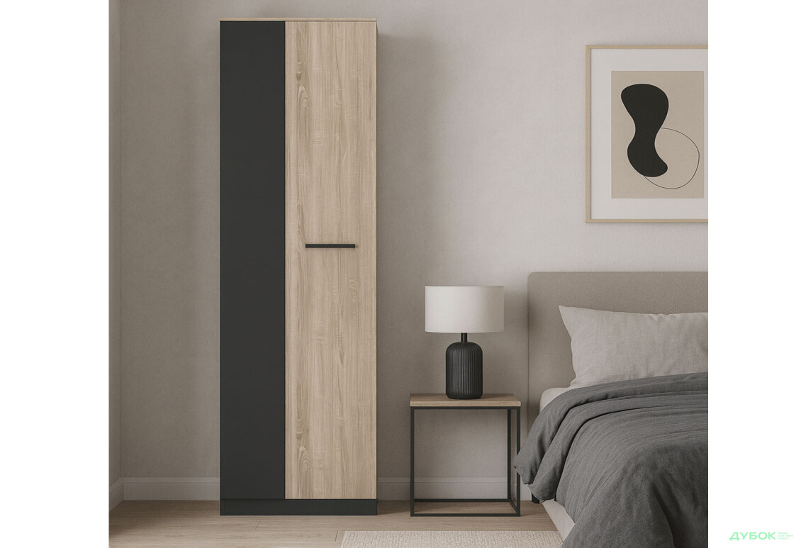 Шафа Гербор Офіс Нью 2-дверна 80 см, антрацит / дуб сонома - Зображення 2 Зображення 2 - Шафа Гербор Офіс Нью 2-дверна 80 см, антрацит / дуб сонома