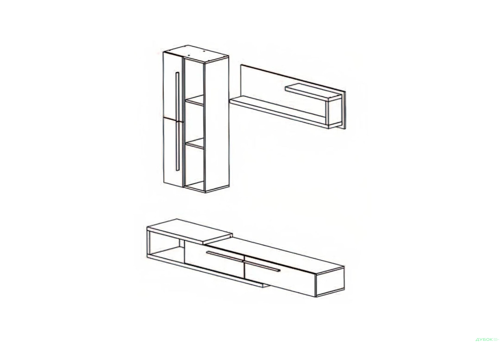 Стінка Гербор Кальвадос 210 см, Дуб Тахо / Антрацит - Зображення 3 Зображення 3 - Стінка Гербор Кальвадос 210 см, Дуб Тахо / Антрацит