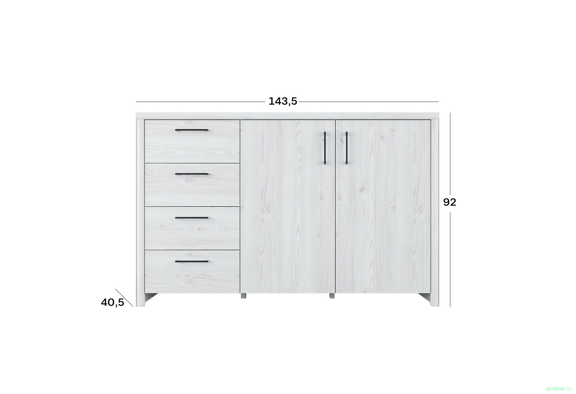 Комод ВМК Бланш KOM2D4S 144 см модрина сібіу - Зображення 2 Зображення 2 - Комод ВМК Бланш KOM2D4S 144 см модрина сібіу