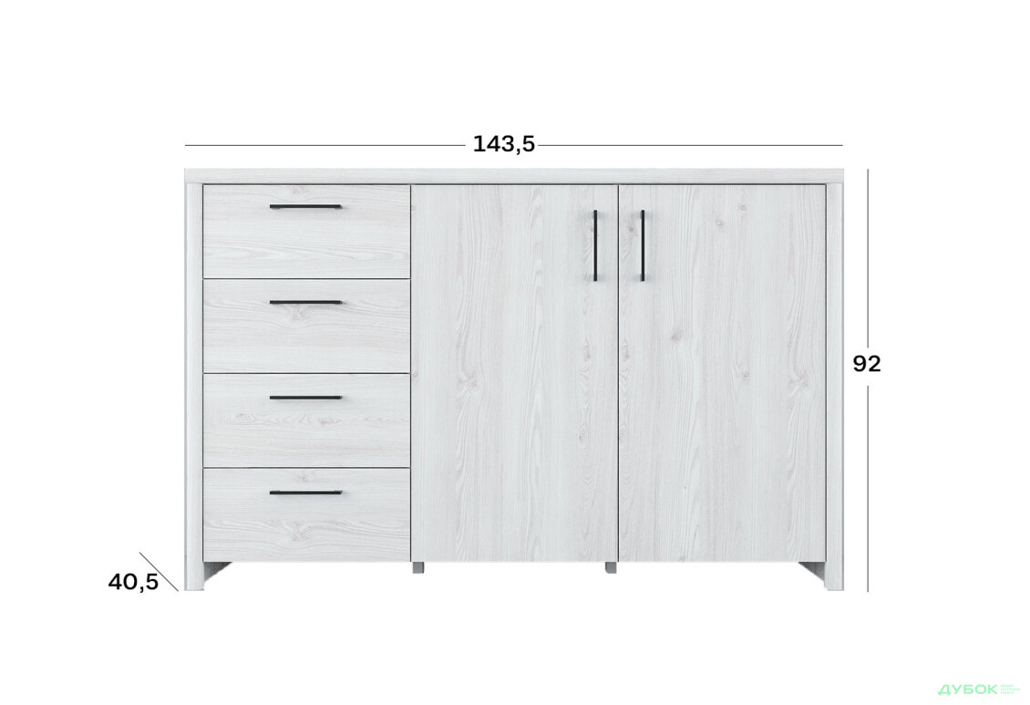 Комод ВМК Бланш KOM2D4S 144 см модрина сібіу - Зображення 2 Зображення 2 - Комод ВМК Бланш KOM2D4S 144 см модрина сібіу