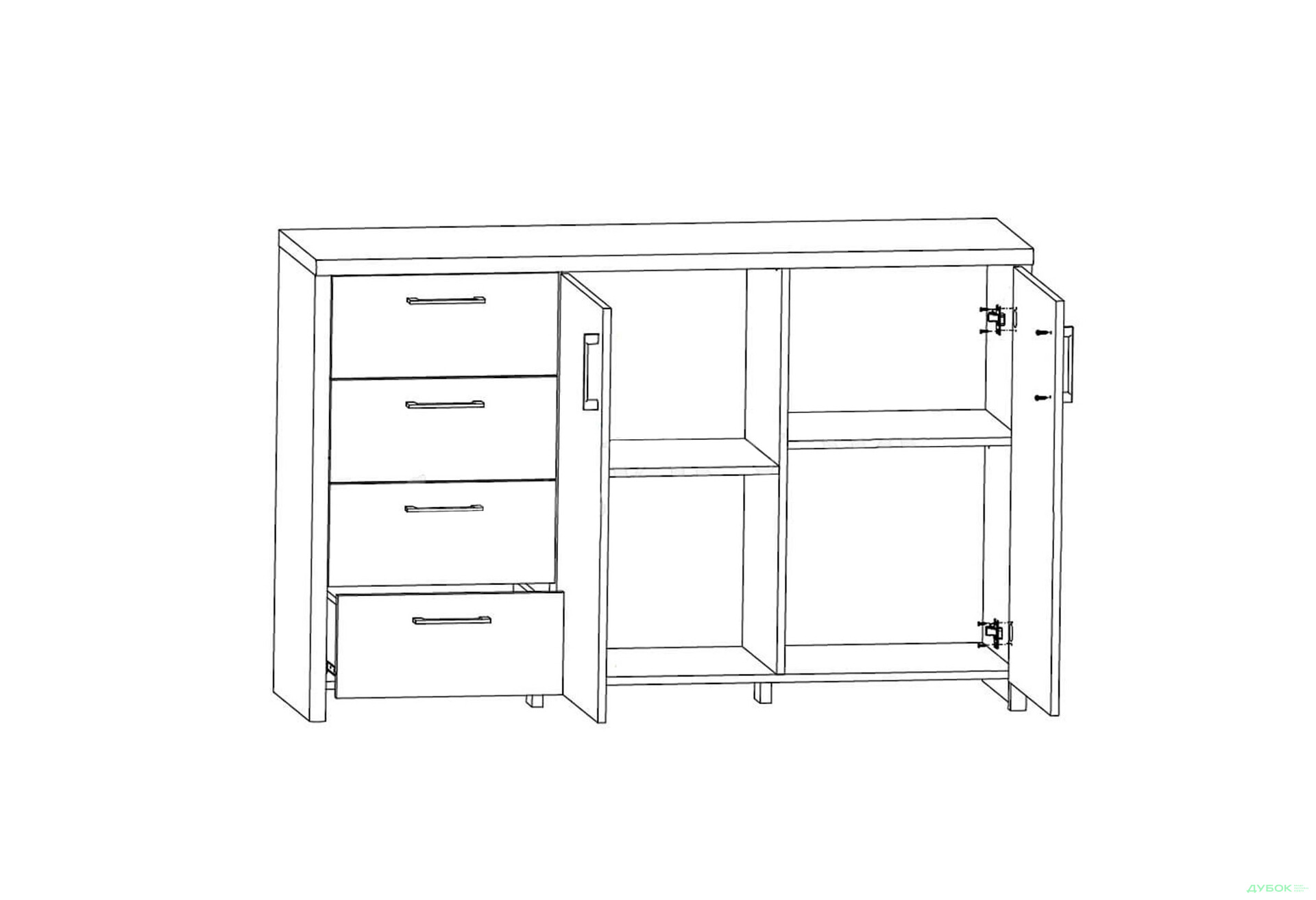 Комод ВМК Бланш KOM2D4S 144 см модрина сібіу - Зображення 3 Зображення 3 - Комод ВМК Бланш KOM2D4S 144 см модрина сібіу