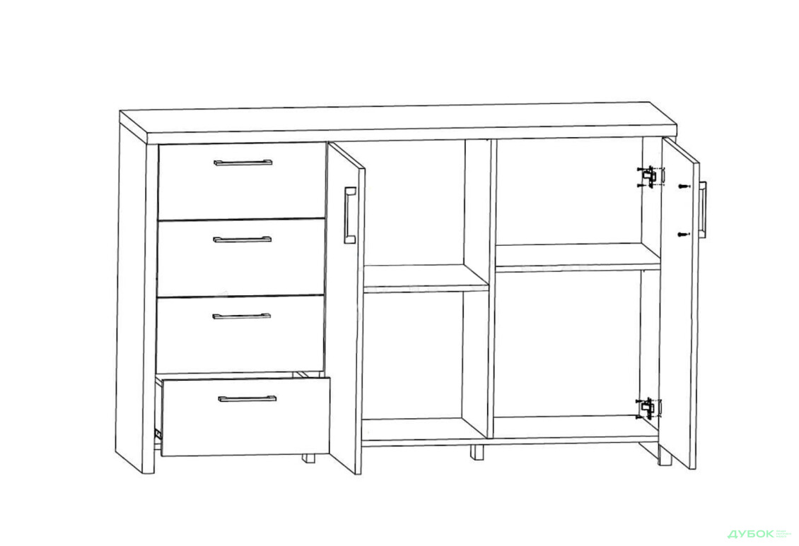 Комод ВМК Бланш KOM2D4S 144 см модрина сібіу - Зображення 3 Зображення 3 - Комод ВМК Бланш KOM2D4S 144 см модрина сібіу
