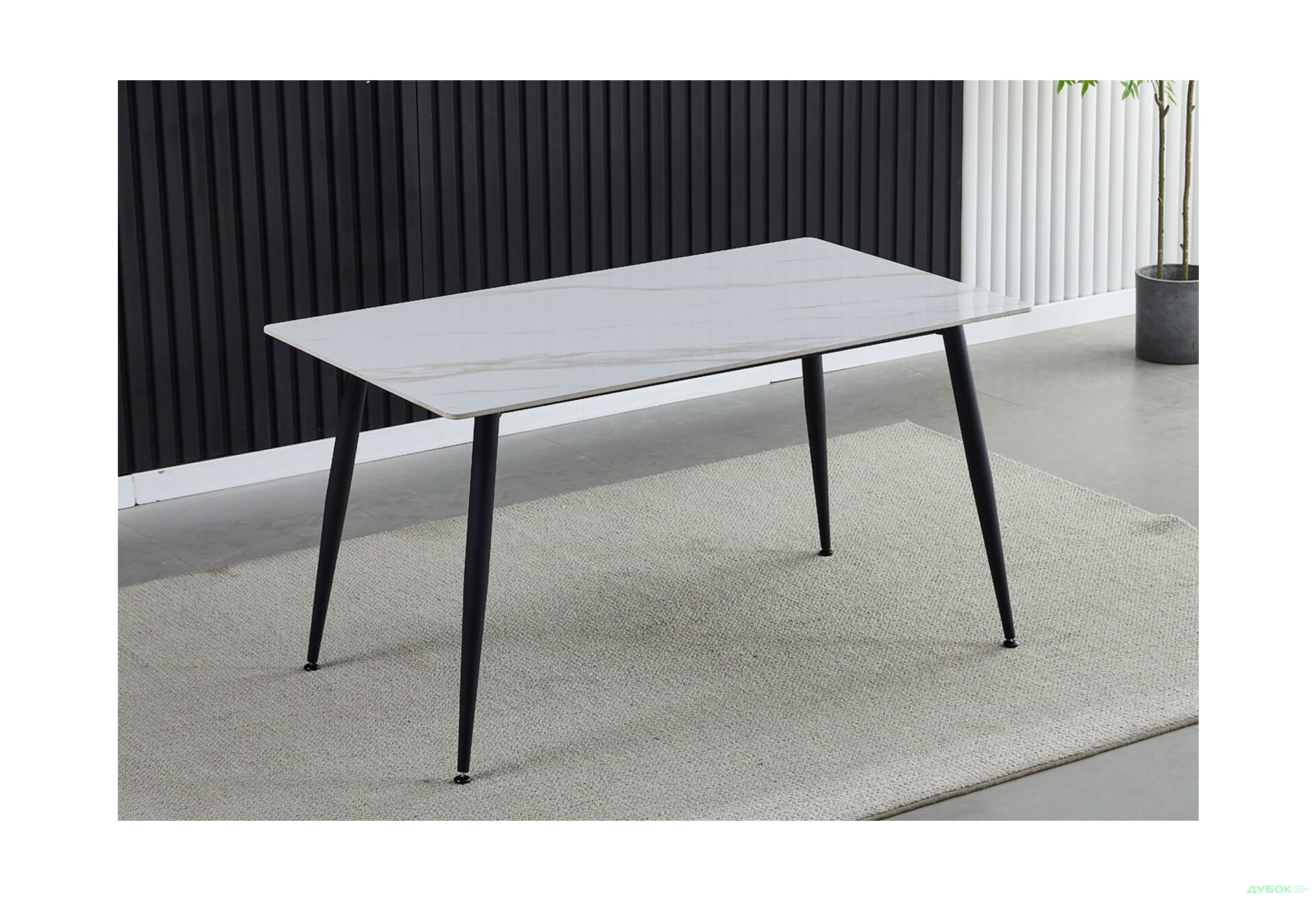 Зображення 2 - Стіл обідній Intarsio Кінг керамік / King ceramic 140х80 см, Білий глянець / чорний мат каркас