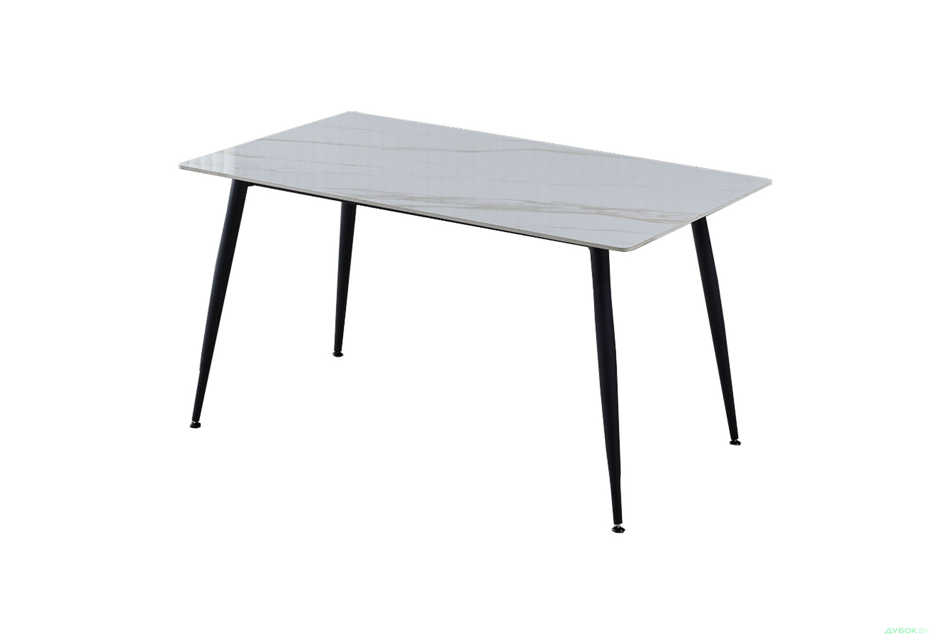 Зображення 1 - Стіл обідній Intarsio Кінг керамік / King ceramic 140х80 см, Білий глянець / чорний мат каркас