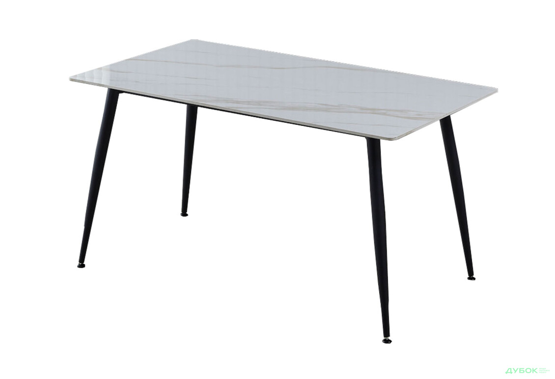 Стіл обідній Intarsio Кінг керамік / King ceramic 140х80 см, Білий глянець / чорний мат каркас - Зображення 1 Зображення 1 - Стіл обідній Intarsio Кінг керамік / King ceramic 140х80 см, Білий глянець / чорний мат каркас