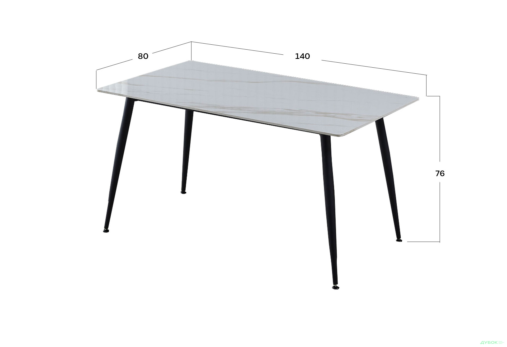 Стіл обідній Intarsio Кінг керамік / King ceramic 140х80 см, Білий глянець / чорний мат каркас - Зображення 4 Зображення 4 - Стіл обідній Intarsio Кінг керамік / King ceramic 140х80 см, Білий глянець / чорний мат каркас