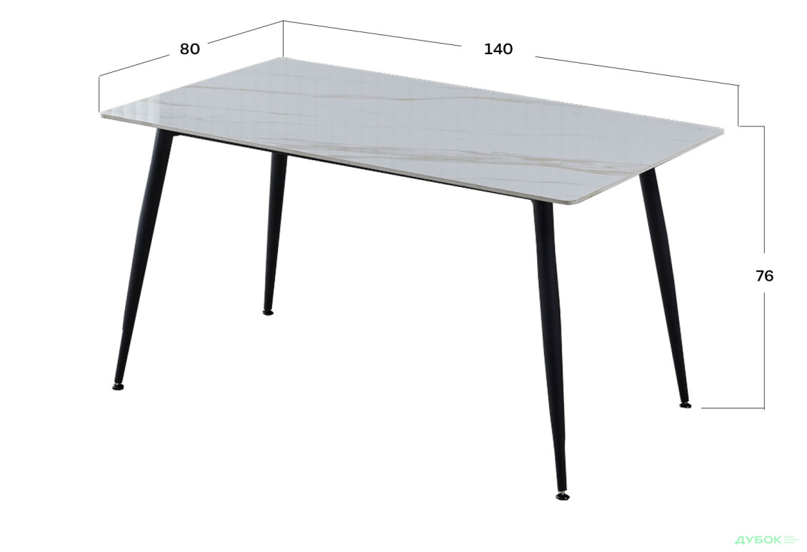 Стіл обідній Intarsio Кінг керамік / King ceramic 140х80 см, Білий глянець / чорний мат каркас - Зображення 4 Зображення 4 - Стіл обідній Intarsio Кінг керамік / King ceramic 140х80 см, Білий глянець / чорний мат каркас