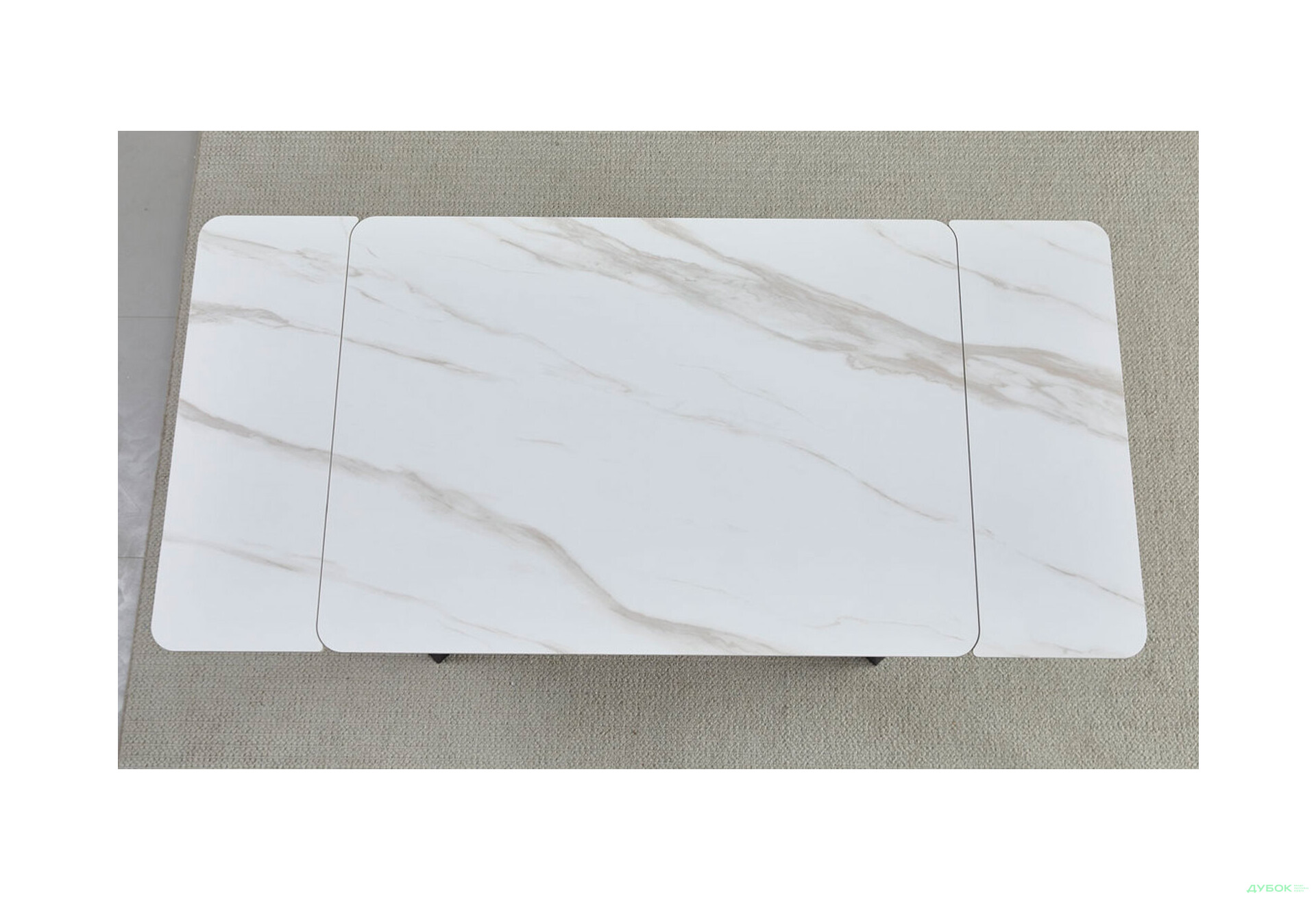 Зображення 5 - Стіл обідній Intarsio Мадрід керамік / Madrid ceramic 120x85 см, розкладний, Білий глянець / чорний каркас