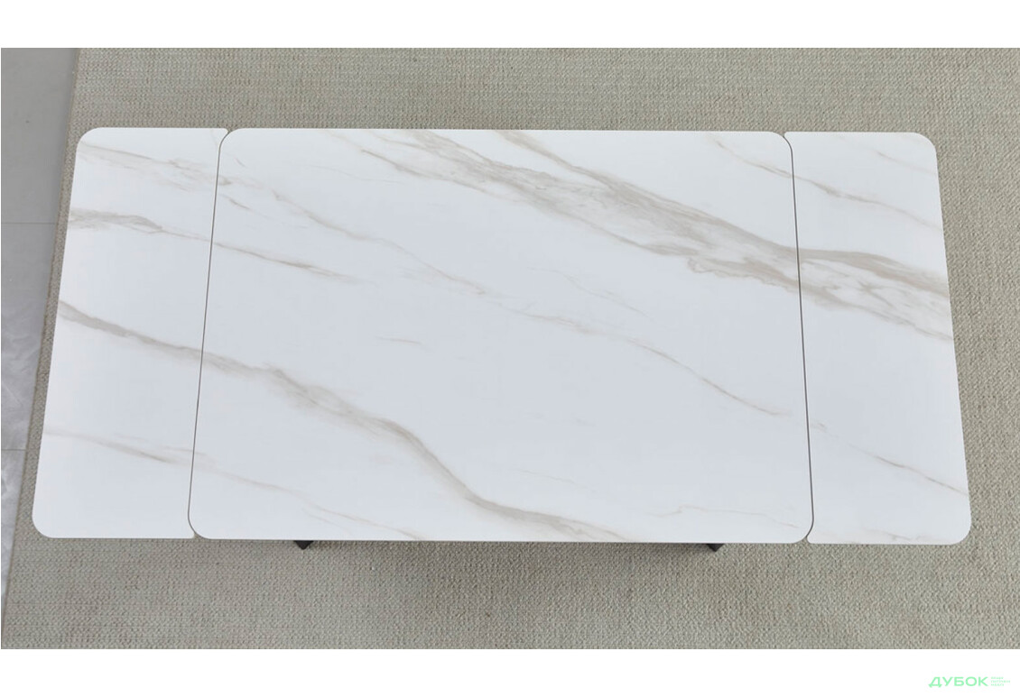 Зображення 5 - Стіл обідній Intarsio Мадрід керамік / Madrid ceramic 120x85 см, розкладний, Білий глянець / чорний каркас