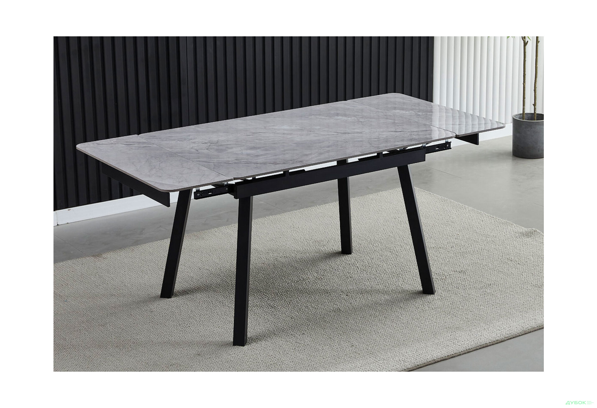 Стіл обідній Intarsio Мадрід керамік / Madrid ceramic 120x85 см, розкладний, Сірий глянець / чорний каркас - Зображення 3 Зображення 3 - Стіл обідній Intarsio Мадрід керамік / Madrid ceramic 120x85 см, розкладний, Сірий глянець / чорний каркас