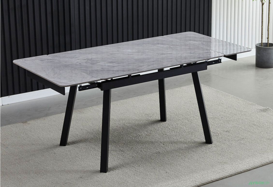 Стіл обідній Intarsio Мадрід керамік / Madrid ceramic 120x85 см, розкладний, Сірий глянець / чорний каркас - Зображення 3 Зображення 3 - Стіл обідній Intarsio Мадрід керамік / Madrid ceramic 120x85 см, розкладний, Сірий глянець / чорний каркас