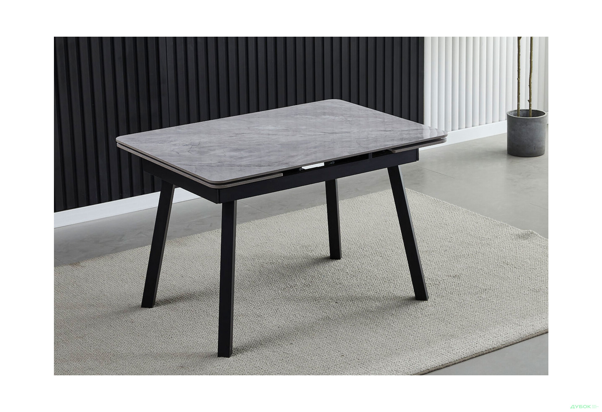 Стіл обідній Intarsio Мадрід керамік / Madrid ceramic 120x85 см, розкладний, Сірий глянець / чорний каркас - Зображення 2 Зображення 2 - Стіл обідній Intarsio Мадрід керамік / Madrid ceramic 120x85 см, розкладний, Сірий глянець / чорний каркас