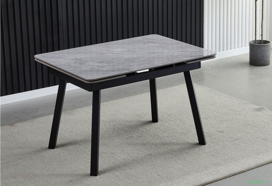 Стіл обідній Intarsio Мадрід керамік / Madrid ceramic 120x85 см, розкладний, Сірий глянець / чорний каркас - Зображення 2 Зображення 2 - Стіл обідній Intarsio Мадрід керамік / Madrid ceramic 120x85 см, розкладний, Сірий глянець / чорний каркас