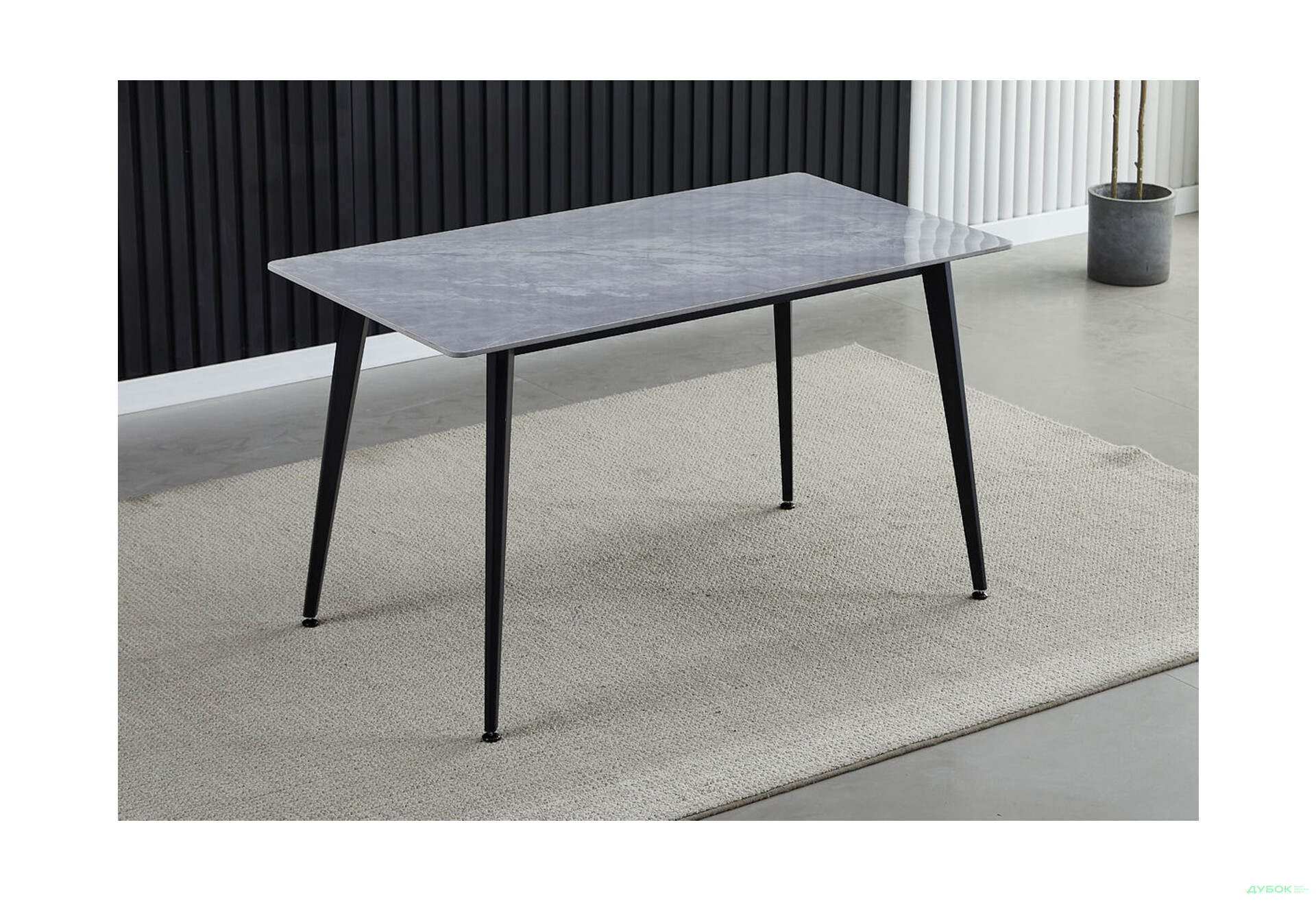 Зображення 2 - Стіл обідній Intarsio Саба керамік / Saba ceramic 130х70 см, Сірий глянець / чорний каркас