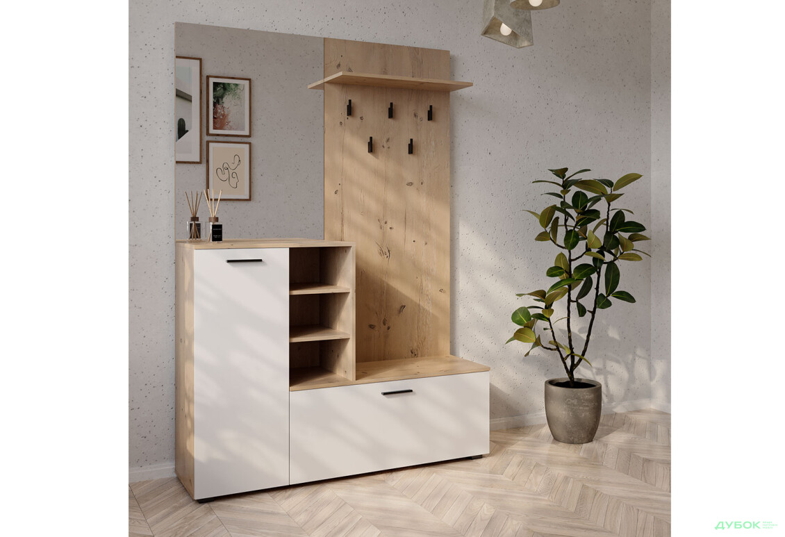 Передпокій ВМК Ветланда II 140 см сосна антична / білий альпійський - Зображення 1 Зображення 1 - Передпокій ВМК Ветланда II 140 см сосна антична / білий альпійський