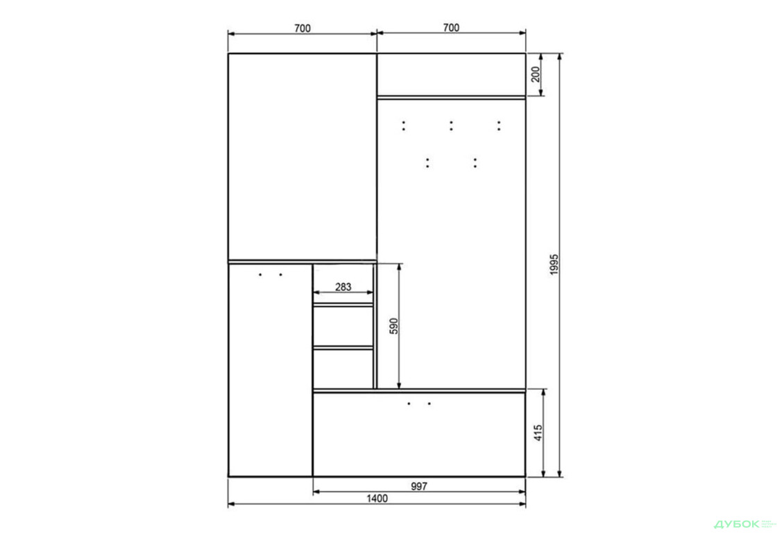 Передпокій ВМК Ветланда II 140 см сосна антична - Зображення 3 Зображення 3 - Передпокій ВМК Ветланда II 140 см сосна антична