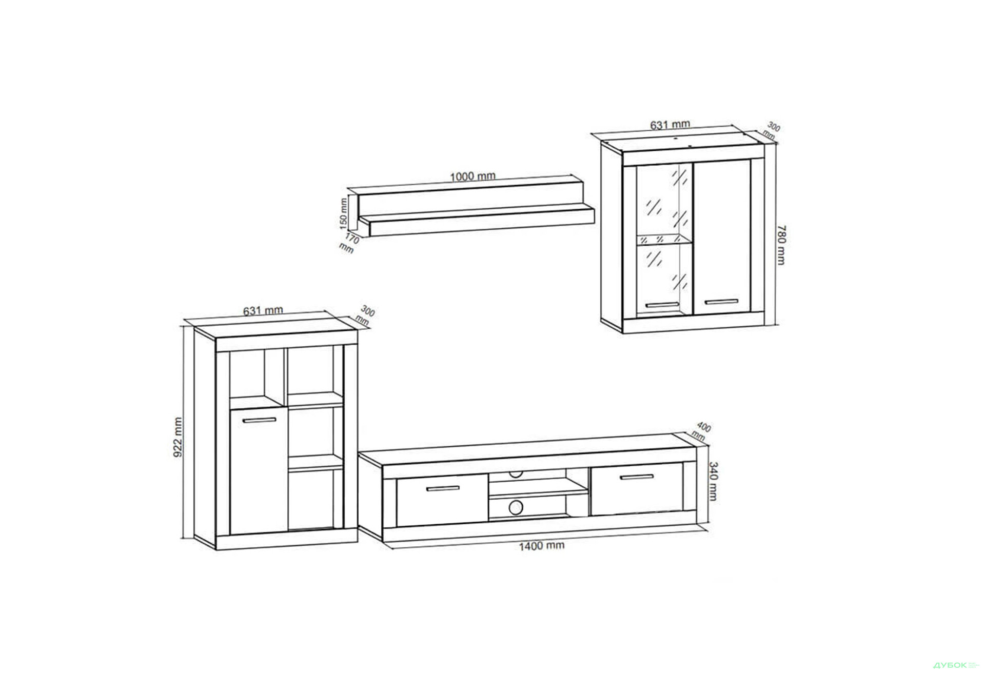 Стінка ВМК Шакіра 227 см бетон / німфея альба - Зображення 3 Зображення 3 - Стінка ВМК Шакіра 227 см бетон / німфея альба