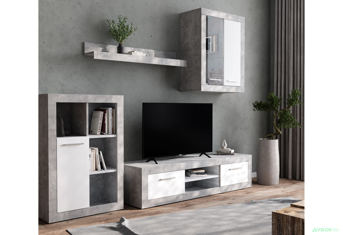 Стінка ВМК Шакіра 227 см бетон / німфея альба - Зображення 1 Зображення 1 - Стінка ВМК Шакіра 227 см бетон / німфея альба