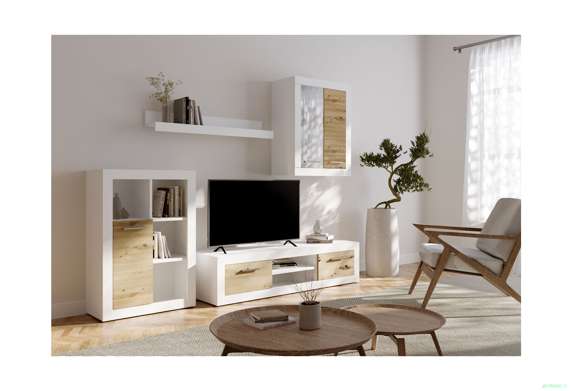 Стінка ВМК Шакіра 227 см німфея альба / дуб артизан - Зображення 1 Зображення 1 - Стінка ВМК Шакіра 227 см німфея альба / дуб артизан