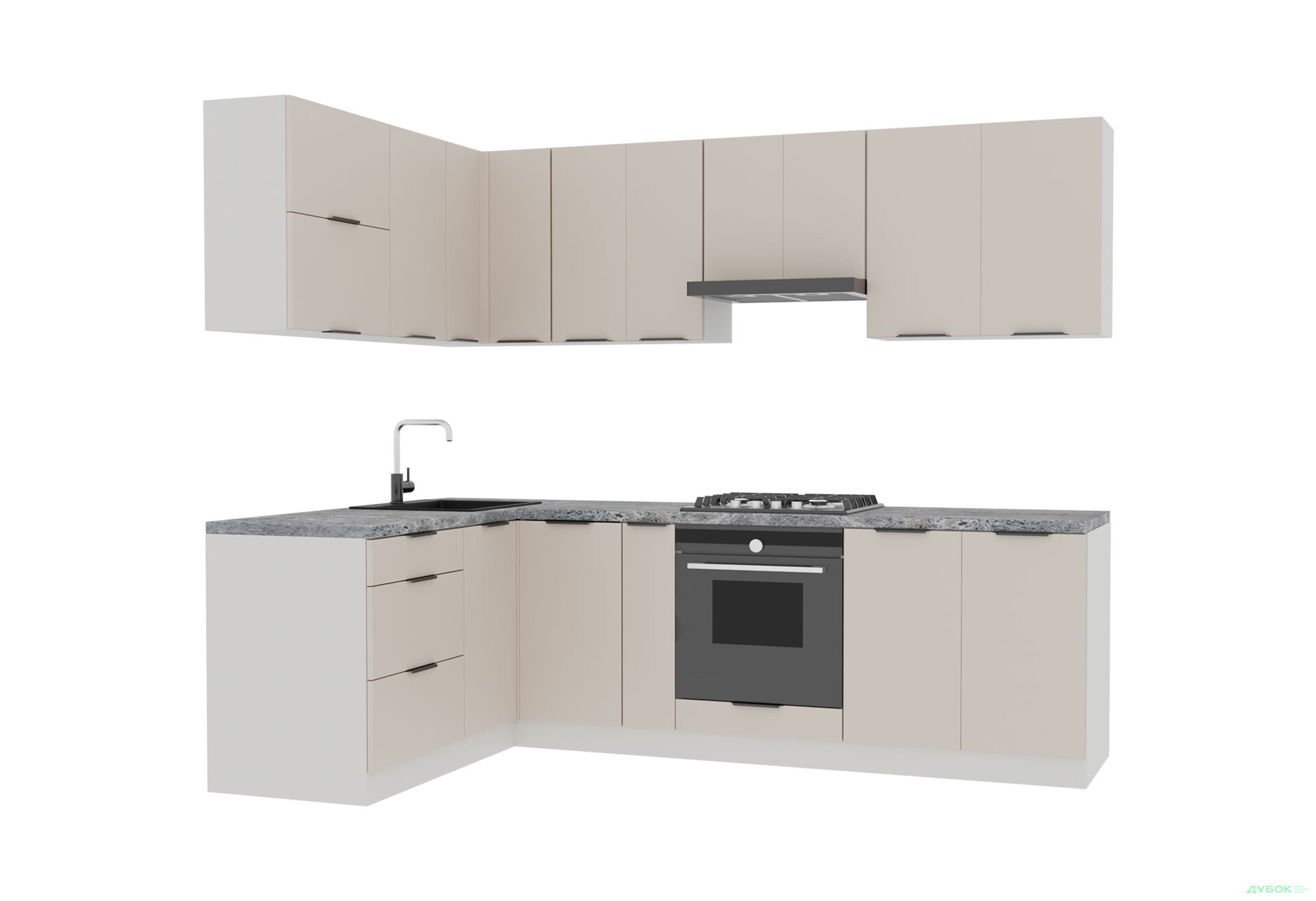 Кухня VIP-master Флет Люкс 1.6х2.6, бежевий мат - Зображення 3 Зображення 3 - Кухня VIP-master Флет Люкс 1.6х2.6, бежевий мат