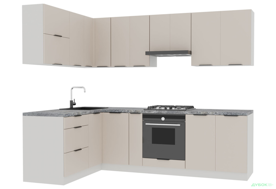 Кухня VIP-master Флет Люкс 1.6х2.6, бежевий мат - Зображення 3 Зображення 3 - Кухня VIP-master Флет Люкс 1.6х2.6, бежевий мат