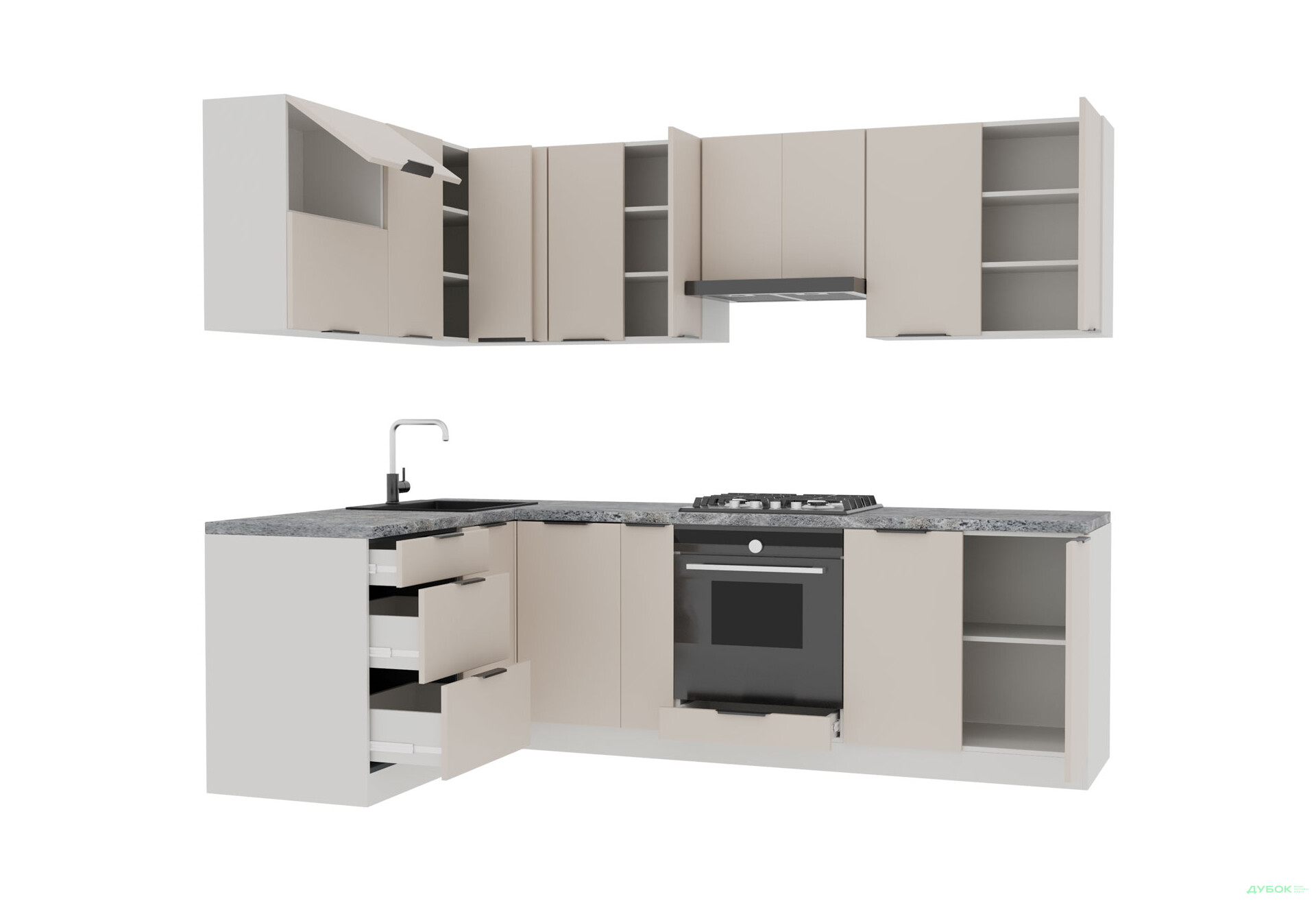 Кухня VIP-master Флет Люкс 1.6х2.6, бежевий мат - Зображення 4 Зображення 4 - Кухня VIP-master Флет Люкс 1.6х2.6, бежевий мат