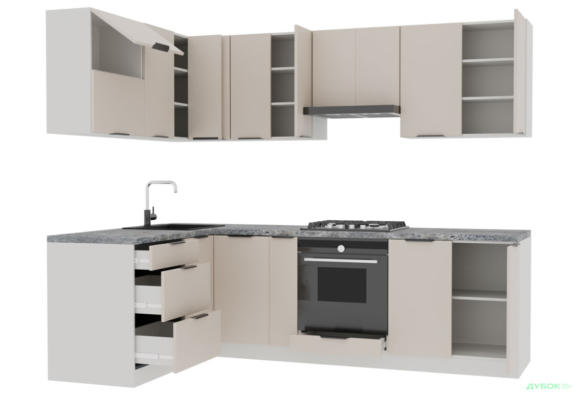 Кухня VIP-master Флет Люкс 1.6х2.6, бежевий мат - Зображення 4 Зображення 4 - Кухня VIP-master Флет Люкс 1.6х2.6, бежевий мат