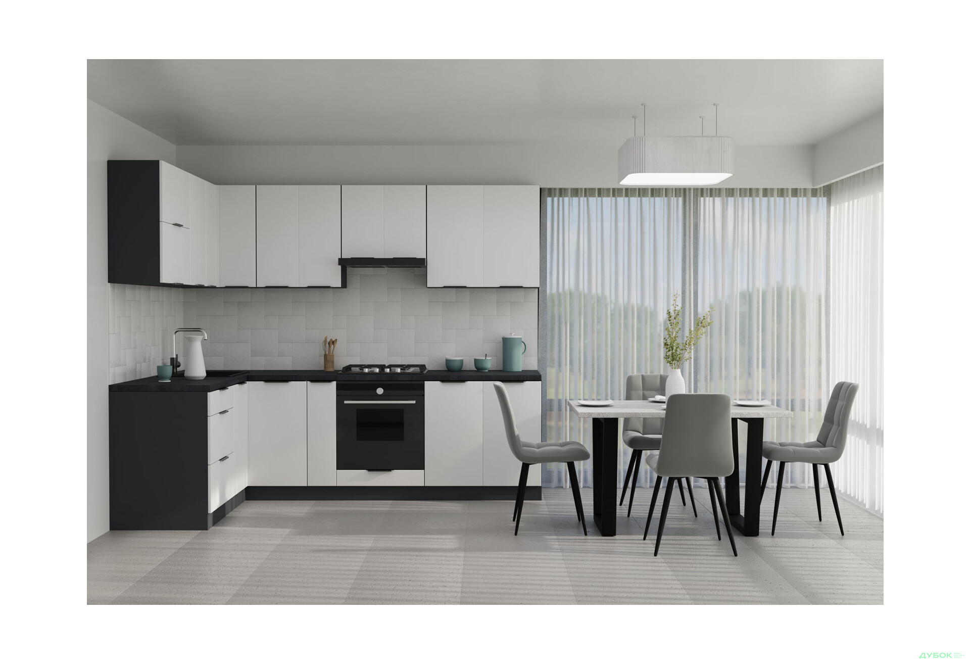 Кухня Вип-Мастер Флэт Люкс 1.6х2.6, антрацит / белый мат - Изображение 1 Изображение 1 - Кухня Вип-Мастер Флэт Люкс 1.6х2.6, антрацит / белый мат
