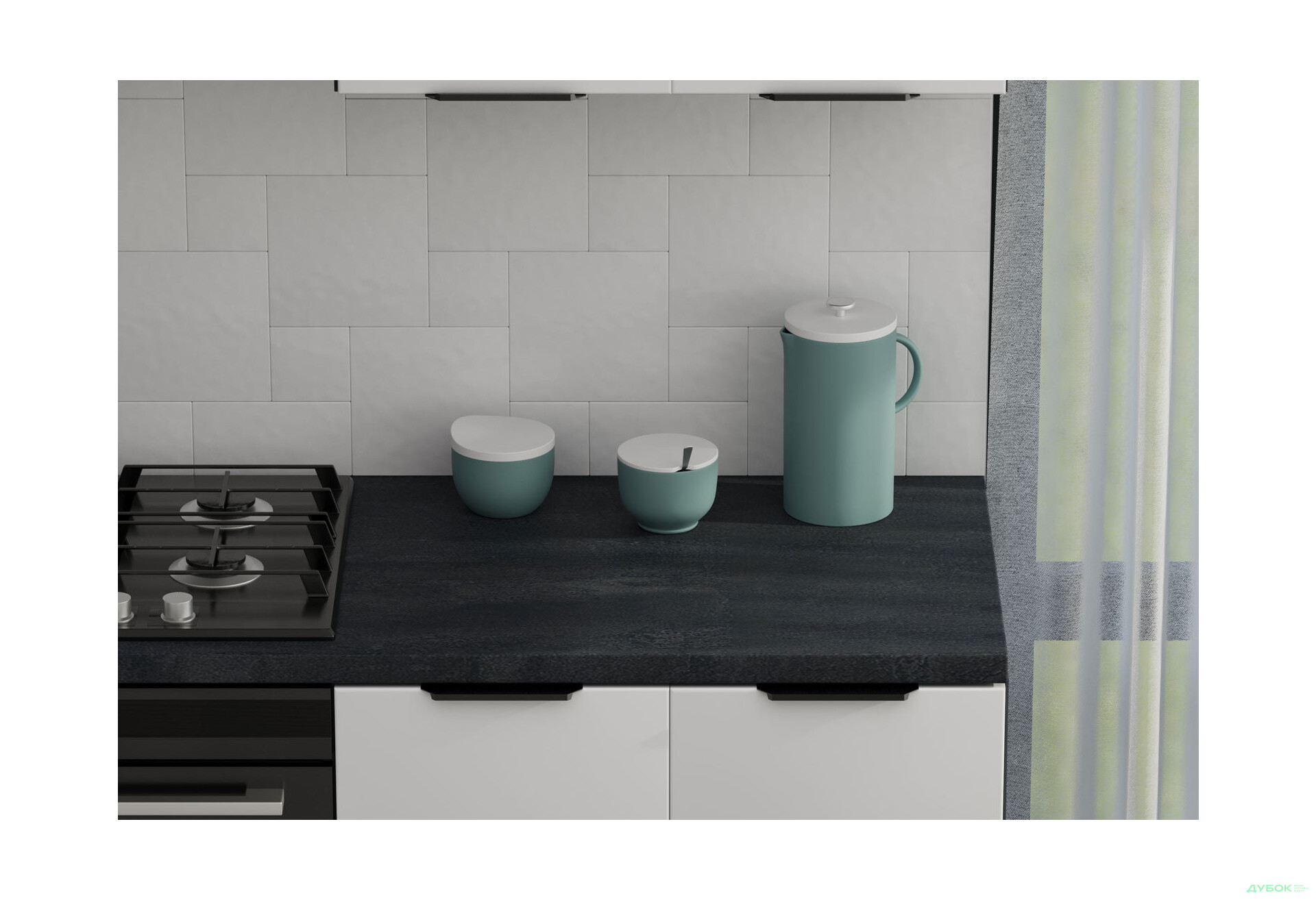 Кухня Вип-Мастер Флэт Люкс 1.6х2.6, антрацит / белый мат - Изображение 2 Изображение 2 - Кухня Вип-Мастер Флэт Люкс 1.6х2.6, антрацит / белый мат