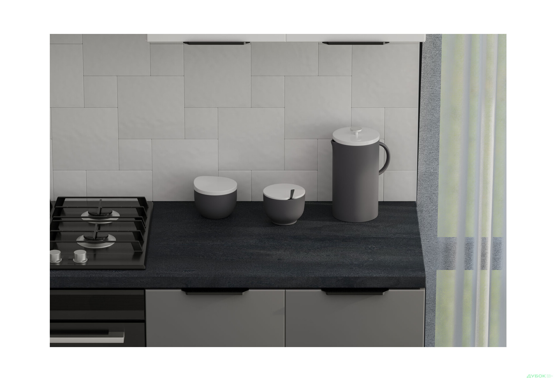 Кухня VIP-master Флет Люкс 1.6х2.6, низ - антрацит / сірий мат, верх - білий / білий мат - Зображення 2 Зображення 2 - Кухня VIP-master Флет Люкс 1.6х2.6, низ - антрацит / сірий мат, верх - білий / білий мат