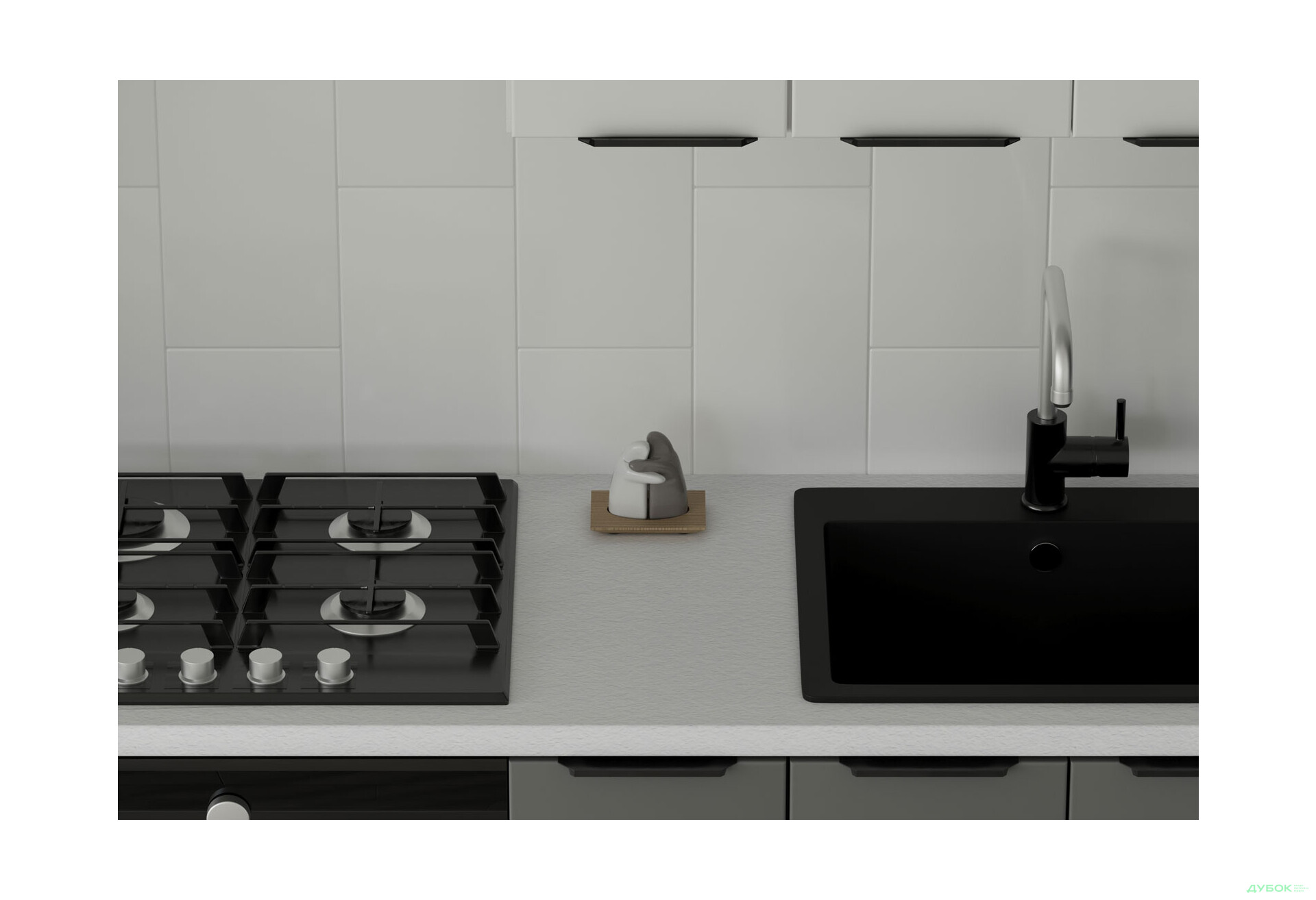 Кухня Флэт Люкс 3.0 Вип-Мастер, низ - антрацит / серый мат, верх - белый / белый мат - Изображение 2 Изображение 2 - Кухня Флэт Люкс 3.0 Вип-Мастер, низ - антрацит / серый мат, верх - белый / белый мат