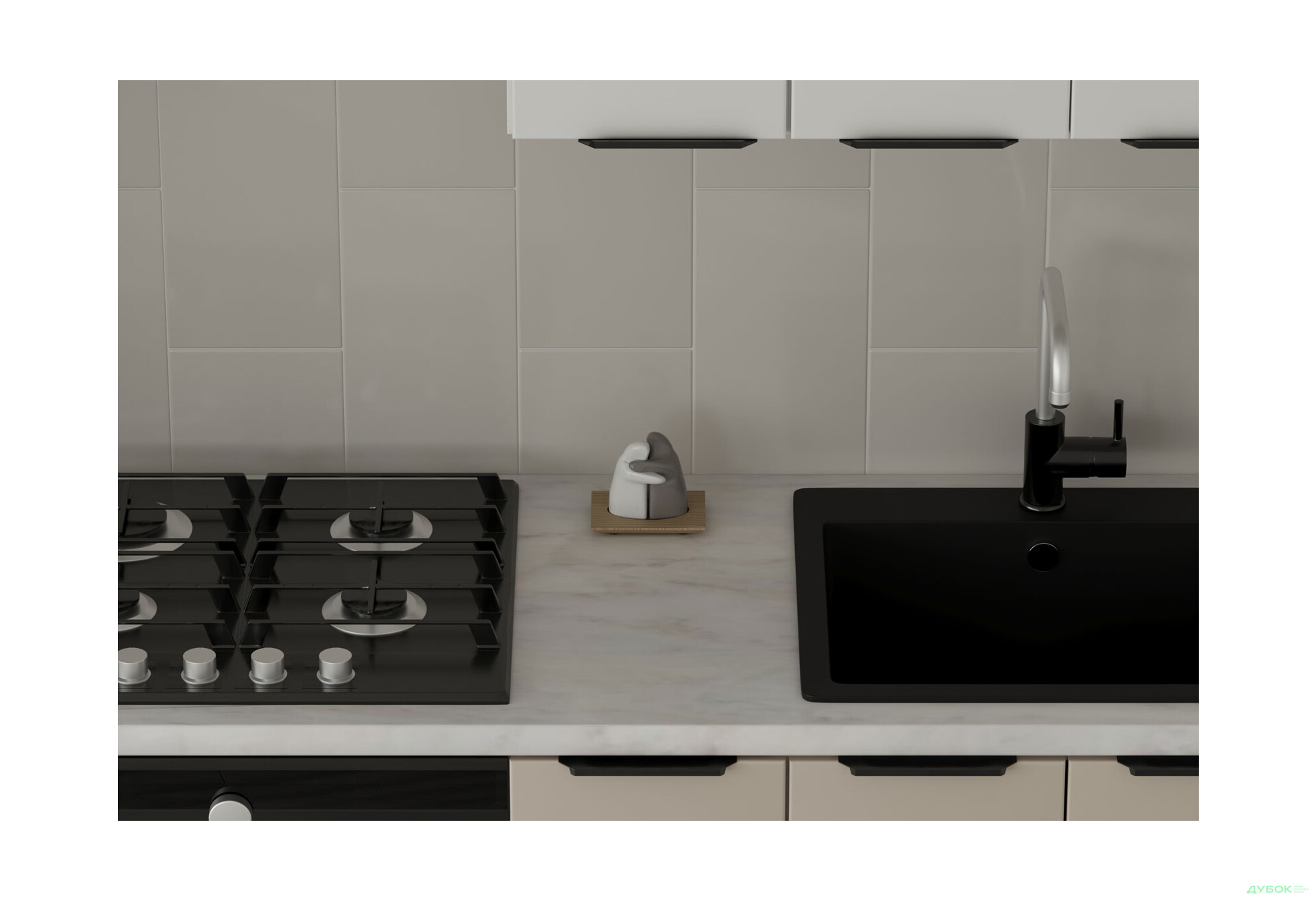 Кухня Флет Люкс 3.0 VIP-master, низ - білий / беж мат, верх - білий / білий мат - Зображення 2 Зображення 2 - Кухня Флет Люкс 3.0 VIP-master, низ - білий / беж мат, верх - білий / білий мат